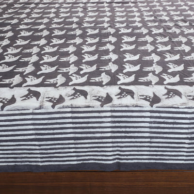 Brown - Block Art Print Cotton Double Bindaas Bed Sheet (110 x 93 in)
