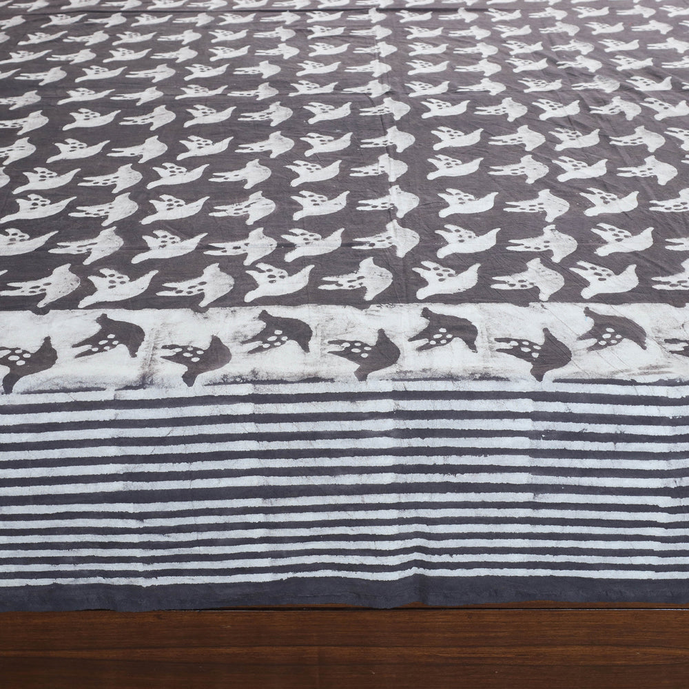 Brown - Block Art Print Cotton Double Bindaas Bed Sheet (110 x 93 in)