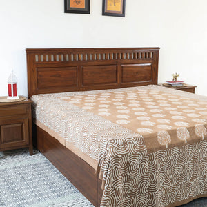 Brown - Block Art Print Cotton Double Bindaas Bed Sheet (110 x 93 in)