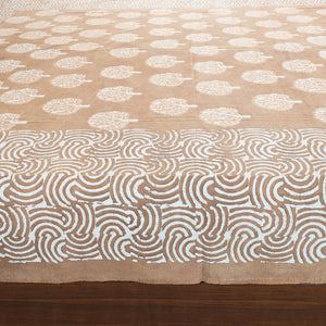 Brown - Block Art Print Cotton Double Bindaas Bed Sheet (110 x 93 in)