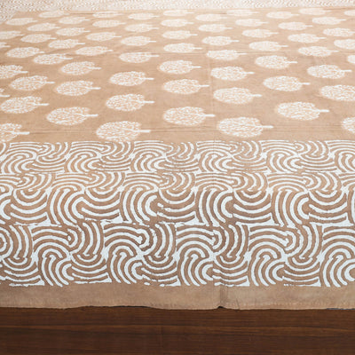 Brown - Block Art Print Cotton Double Bindaas Bed Sheet (110 x 93 in)