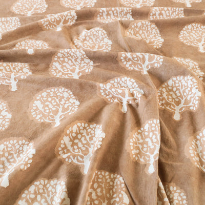 Brown - Block Art Print Cotton Double Bindaas Bed Sheet (110 x 93 in)