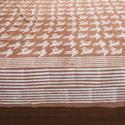 Brown - Block Art Print Cotton Double Bindaas Bed Sheet (110 x 93 in)