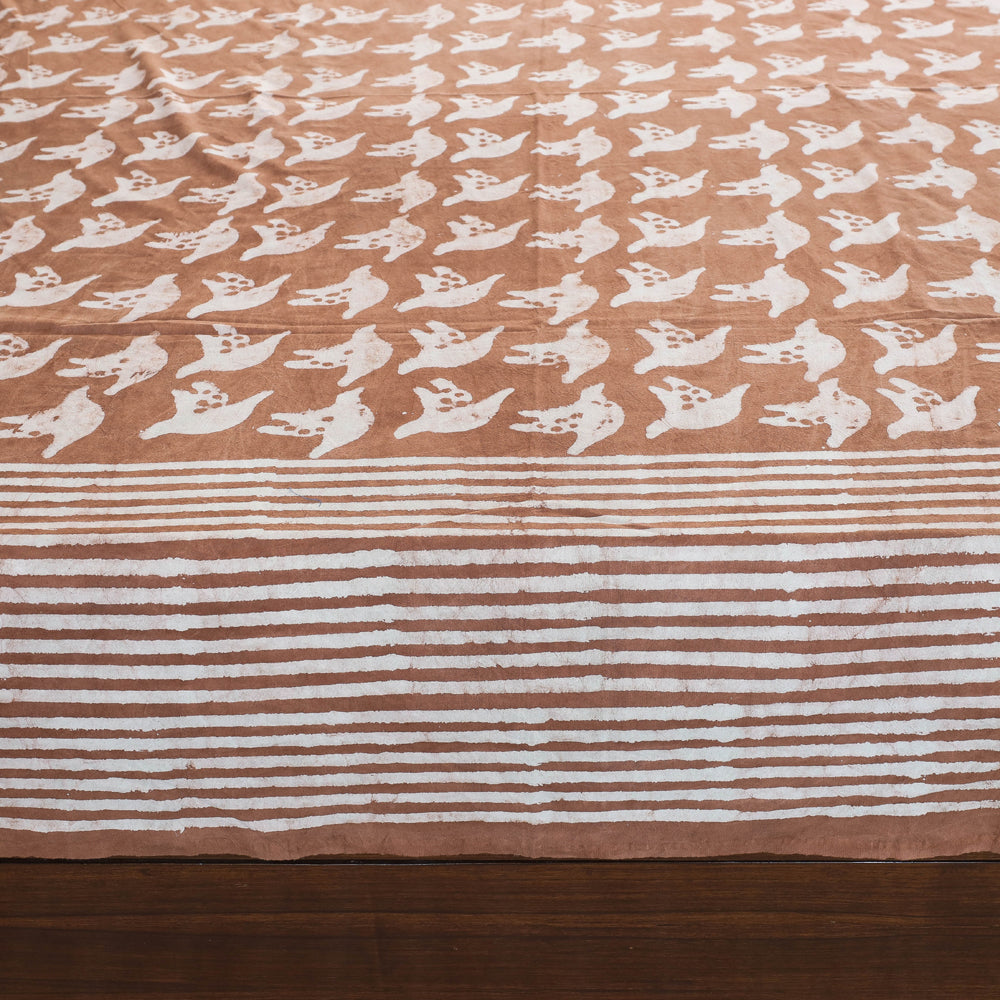 Brown - Block Art Print Cotton Double Bindaas Bed Sheet (110 x 93 in)