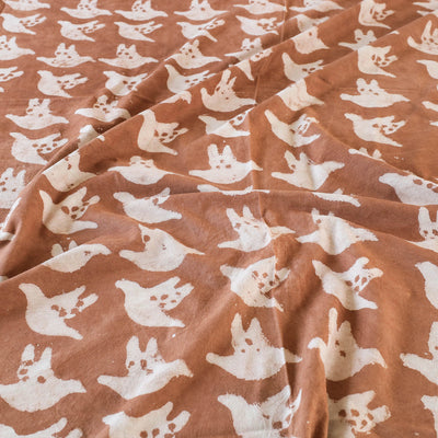 Brown - Block Art Print Cotton Double Bindaas Bed Sheet (110 x 93 in)
