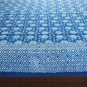 Blue - Block Art Print Cotton Double Bindaas Bed Sheet (110 x 93 in)