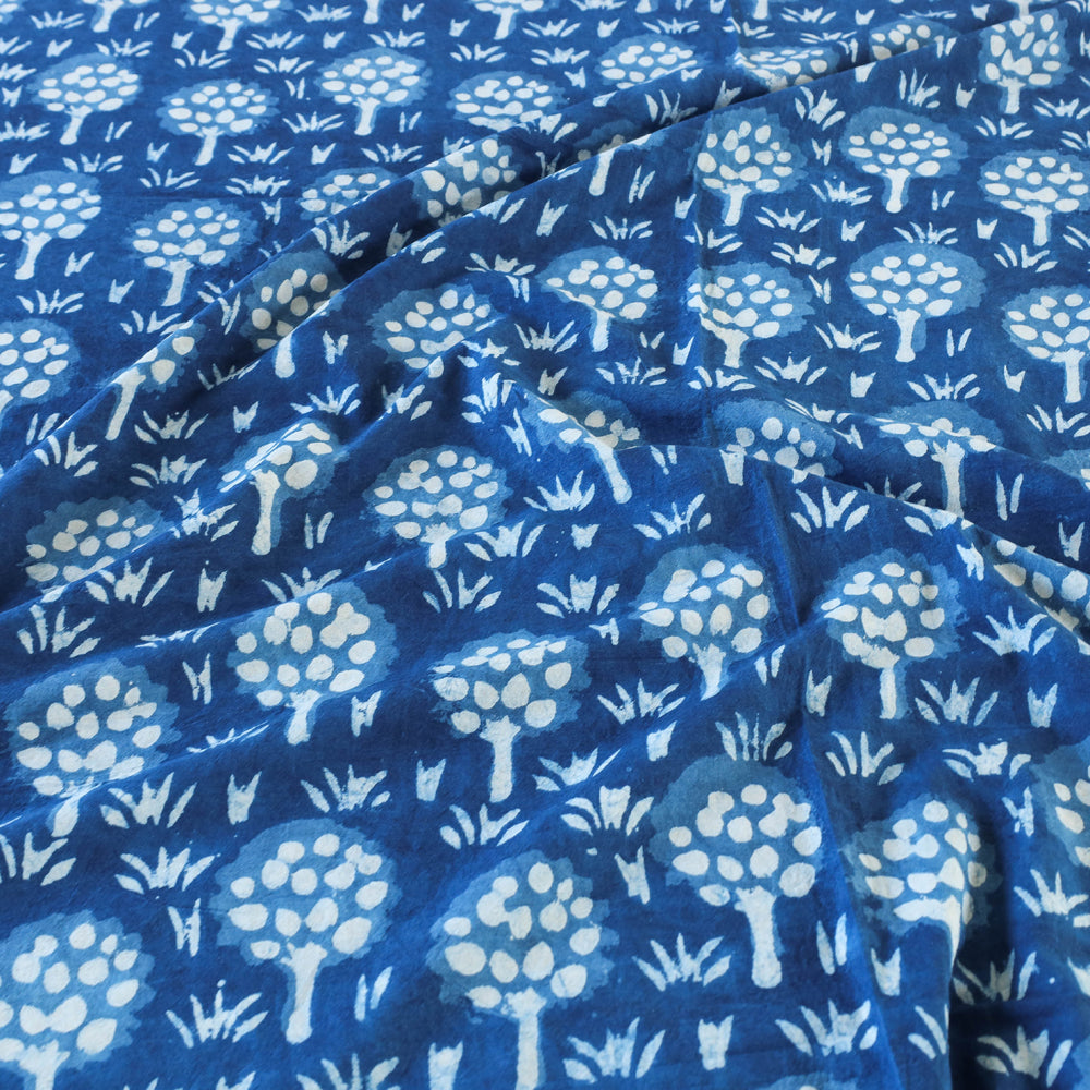 Blue - Block Art Print Cotton Double Bindaas Bed Sheet (110 x 93 in)