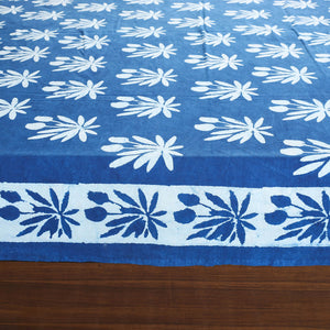 Blue - Block Art Print Cotton Double Bindaas Bed Sheet (110 x 93 in)