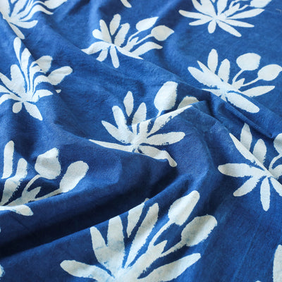 Blue - Block Art Print Cotton Double Bindaas Bed Sheet (110 x 93 in)
