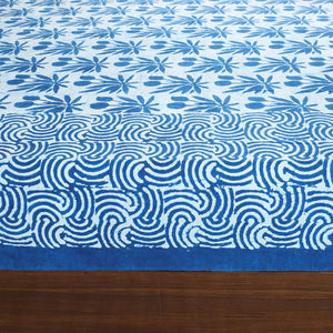 Blue - Block Art Print Cotton Double Bindaas Bed Sheet (110 x 93 in)