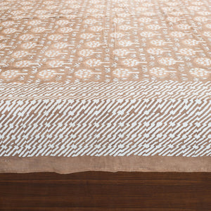 Brown - Block Art Print Cotton Double Bindaas Bed Sheet (110 x 93 in)