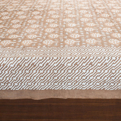 Brown - Block Art Print Cotton Double Bindaas Bed Sheet (110 x 93 in)