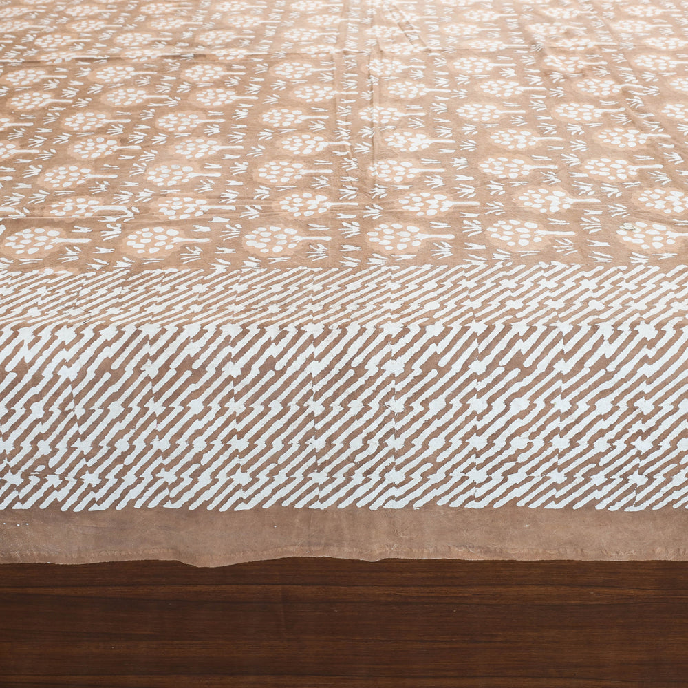 Brown - Block Art Print Cotton Double Bindaas Bed Sheet (110 x 93 in)