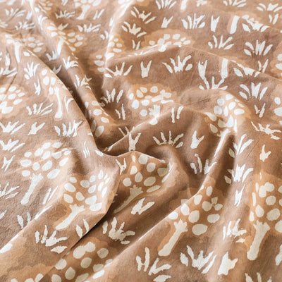 Brown - Block Art Print Cotton Double Bindaas Bed Sheet (110 x 93 in)