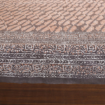 Brown - Block Art Print Cotton Double Bindaas Bed Sheet (110 x 93 in)