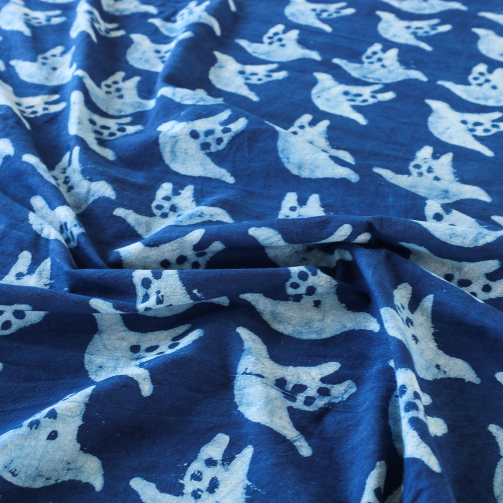 Blue - Block Art Print Cotton Double Bindaas Bed Sheet (110 x 93 in)