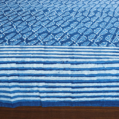 Blue - Block Art Print Cotton Double Bindaas Bed Sheet (110 x 93 in)