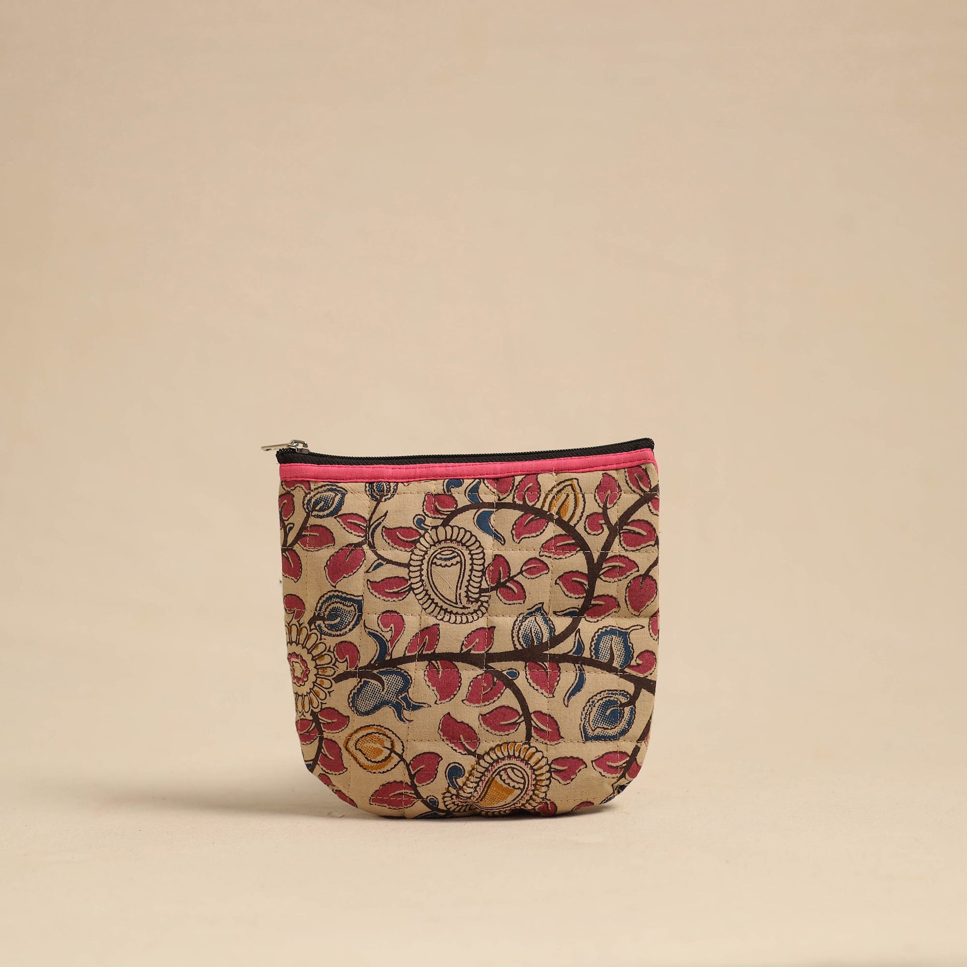 Beige - Handmade Quilted Cotton Utility Pouch 04