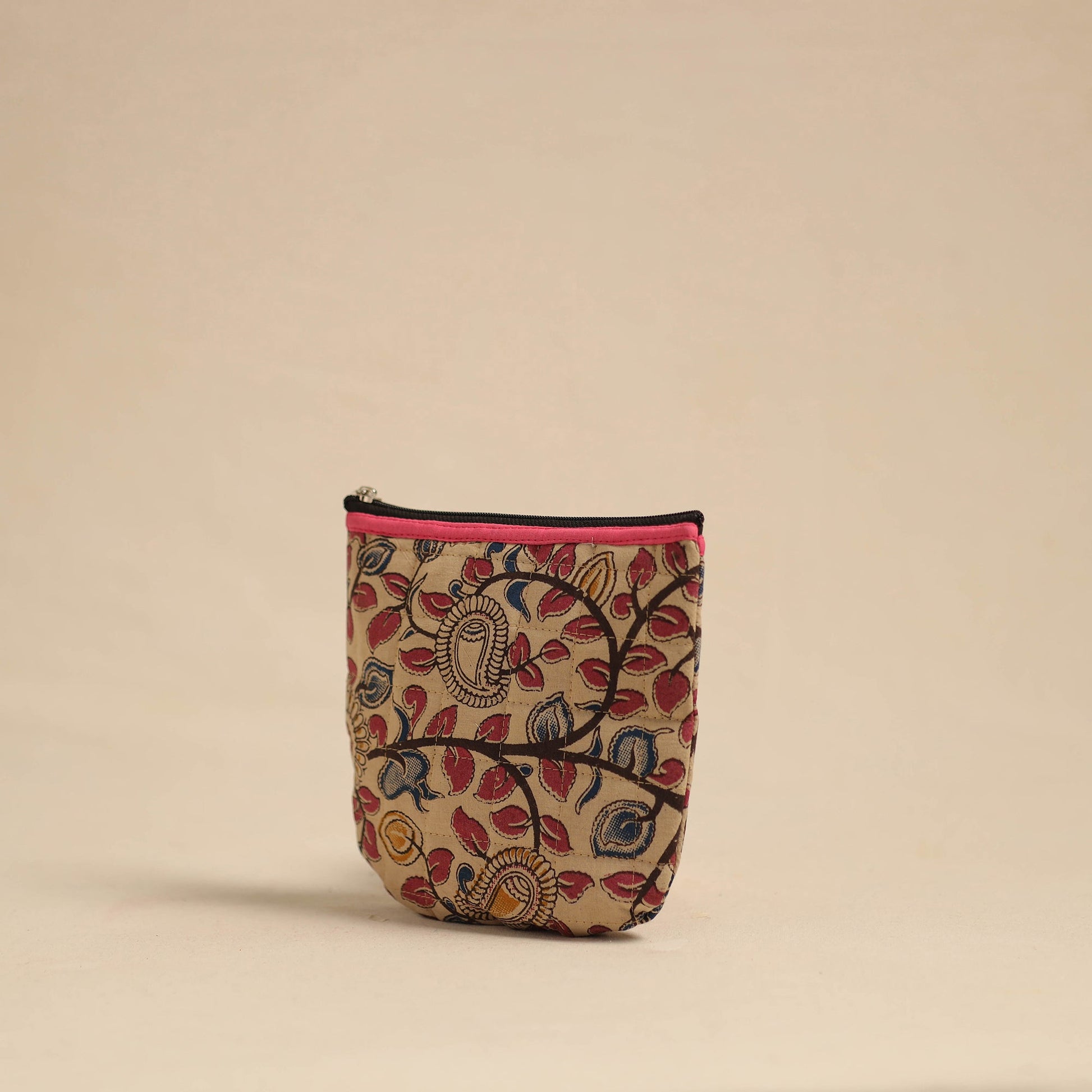 Beige - Handmade Quilted Cotton Utility Pouch 04