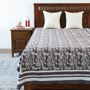 Brown - Block Art Print Cotton Single Bindaas Bed Sheet (93 x 60 in)