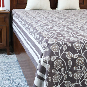 Brown - Block Art Print Cotton Single Bindaas Bed Sheet (93 x 60 in)
