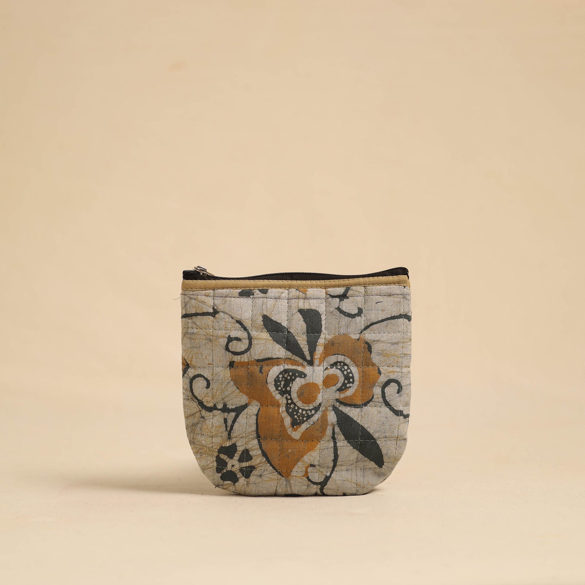 Beige - Handmade Quilted Cotton Utility Pouch 07
