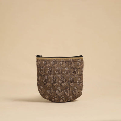 Brown - Handmade Quilted Cotton Utility Pouch 14