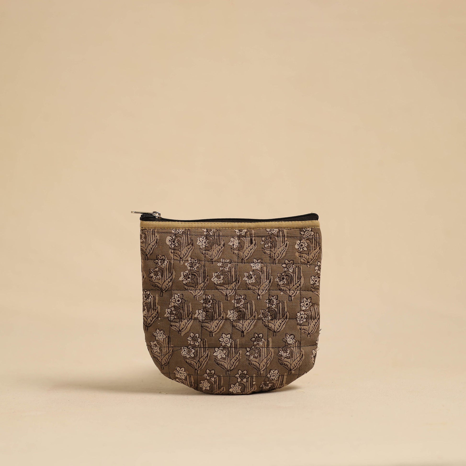 Brown - Handmade Quilted Cotton Utility Pouch 14