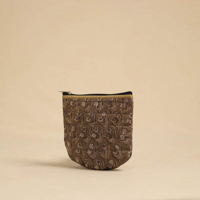 Brown - Handmade Quilted Cotton Utility Pouch 14