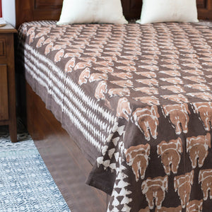 Brown - Block Art Print Cotton Single Bindaas Bed Sheet (93 x 60 in)