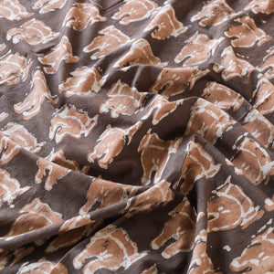 Brown - Block Art Print Cotton Single Bindaas Bed Sheet (93 x 60 in)