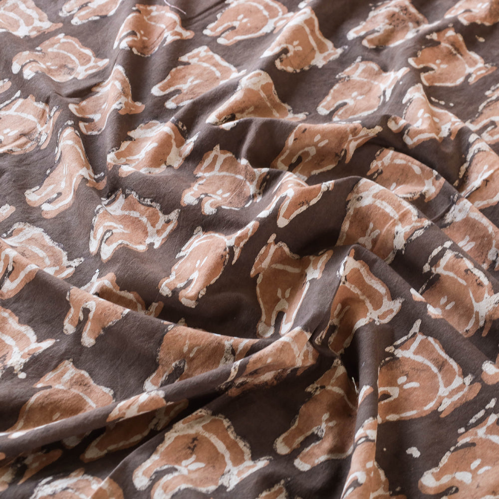 Brown - Block Art Print Cotton Single Bindaas Bed Sheet (93 x 60 in)