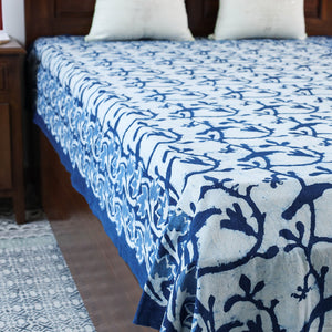 Blue - Block Art Print Cotton Single Bindaas Bed Sheet (93 x 60 in)
