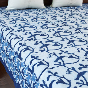 Blue - Block Art Print Cotton Single Bindaas Bed Sheet (93 x 60 in)