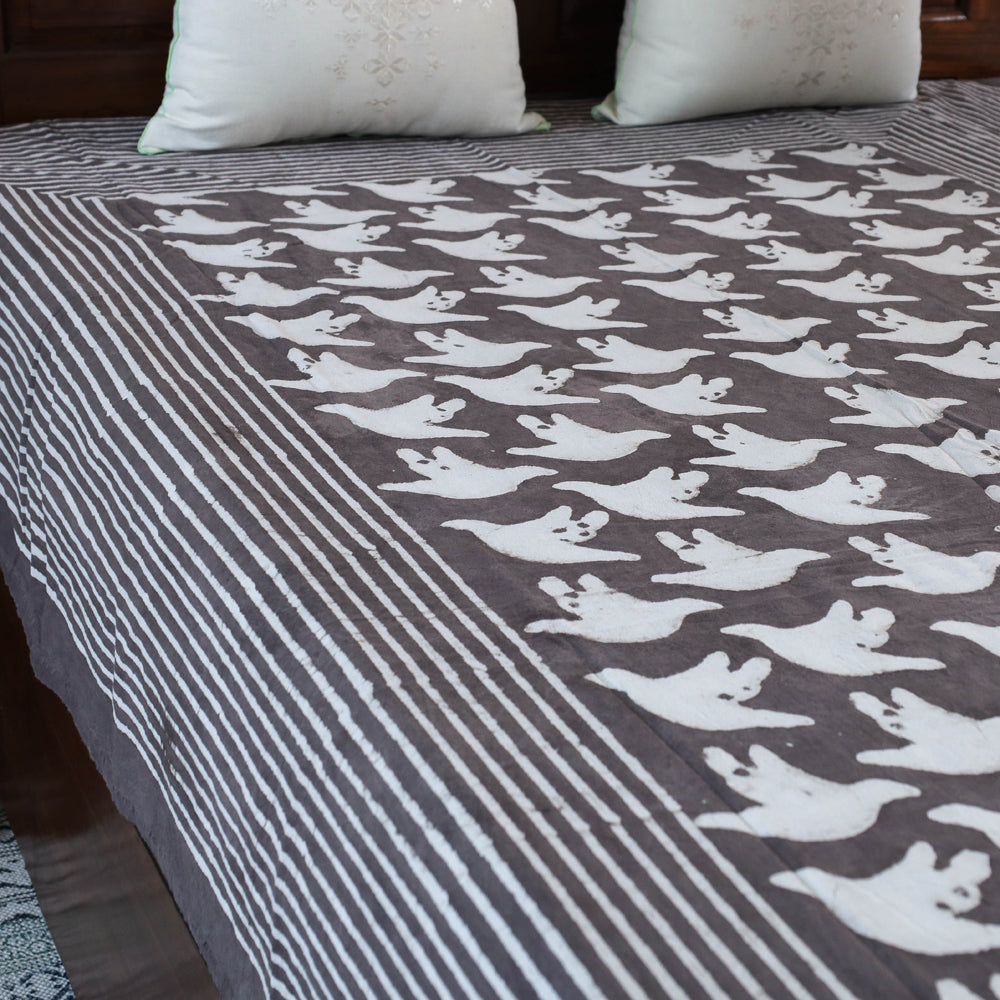 Brown - Block Art Print Cotton Single Bindaas Bed Sheet (93 x 60 in)
