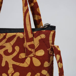 Brown - Hand Batik Printed Quilted Cotton Sling Bag 28