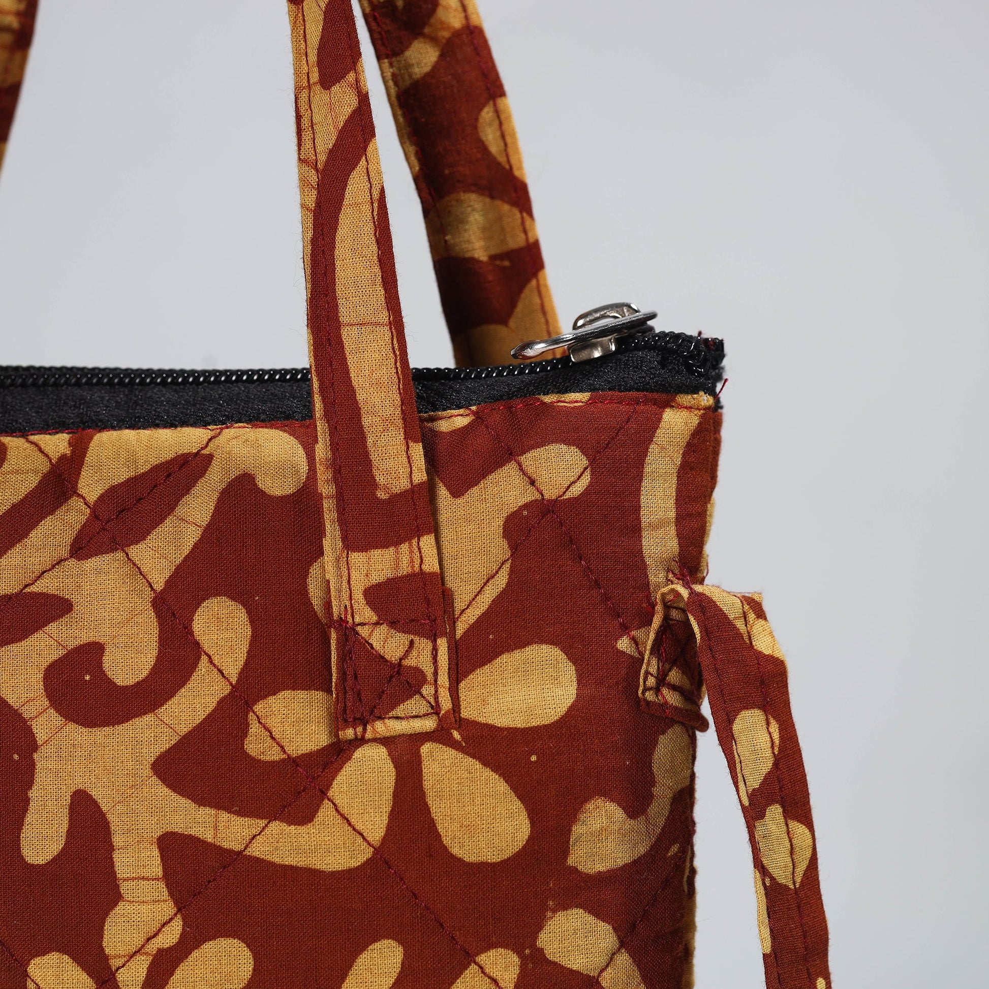 Brown - Hand Batik Printed Quilted Cotton Sling Bag 28