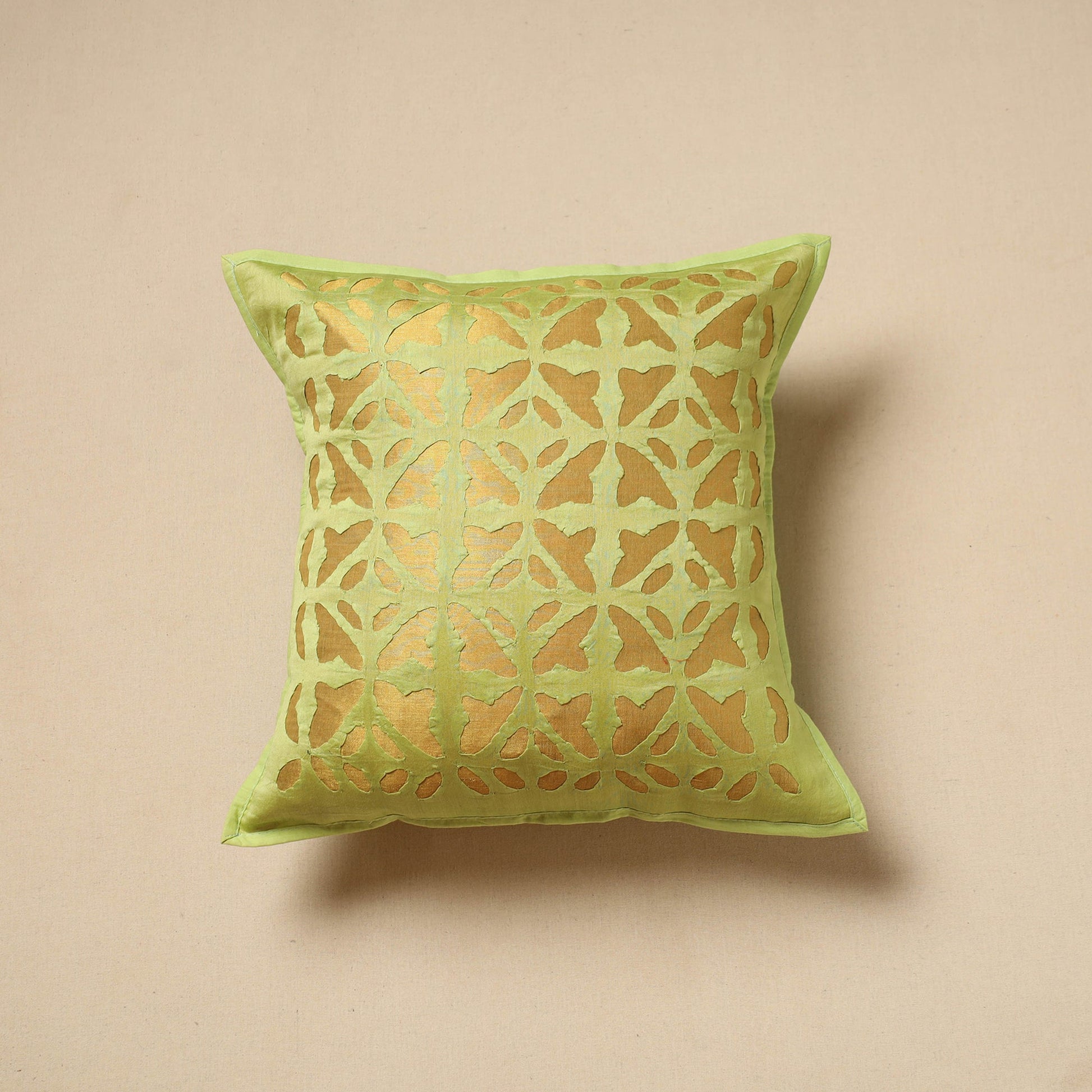Cut Work Cotton Applique Cushion Cover (16 x 16 in) 06