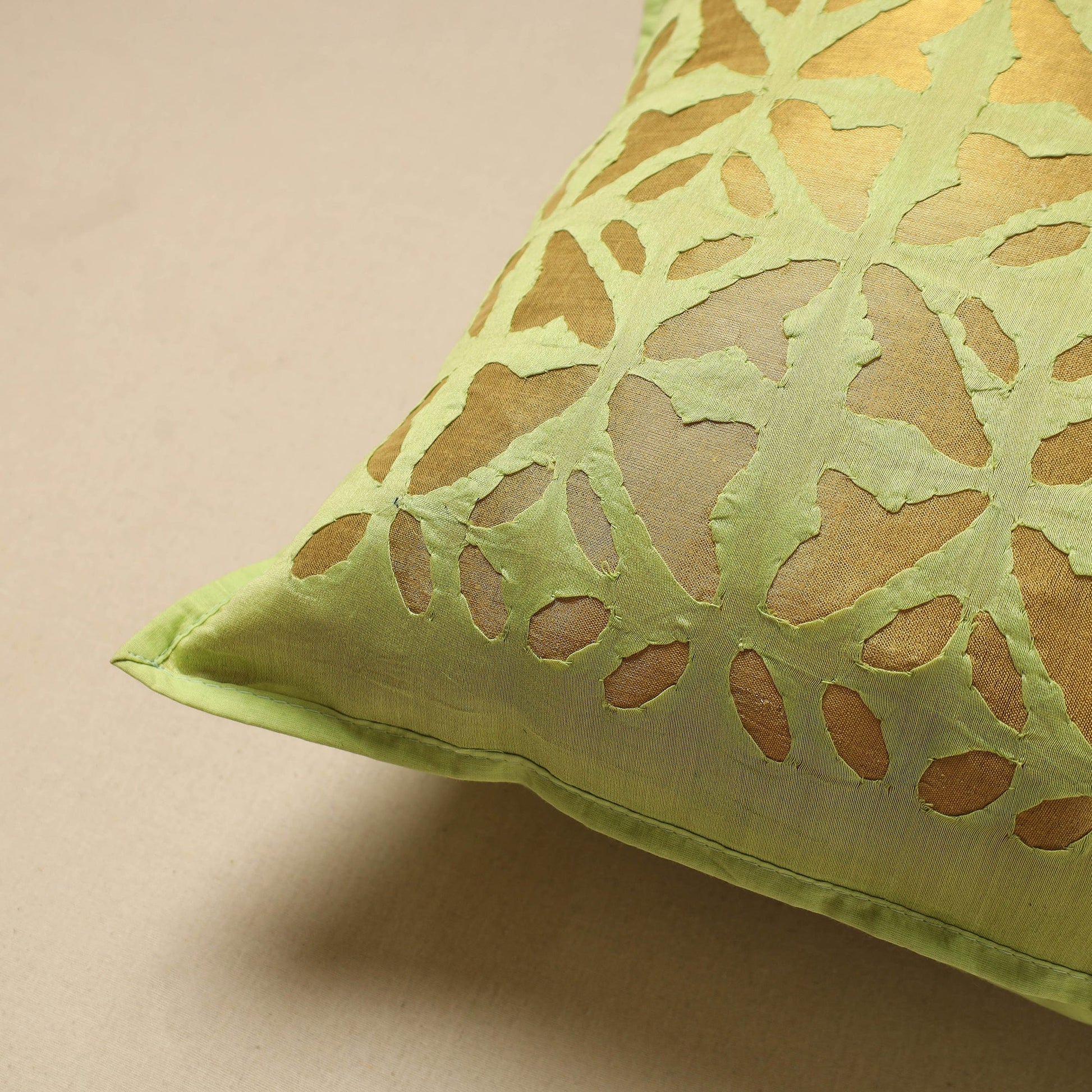 Cut Work Cotton Applique Cushion Cover (16 x 16 in) 06