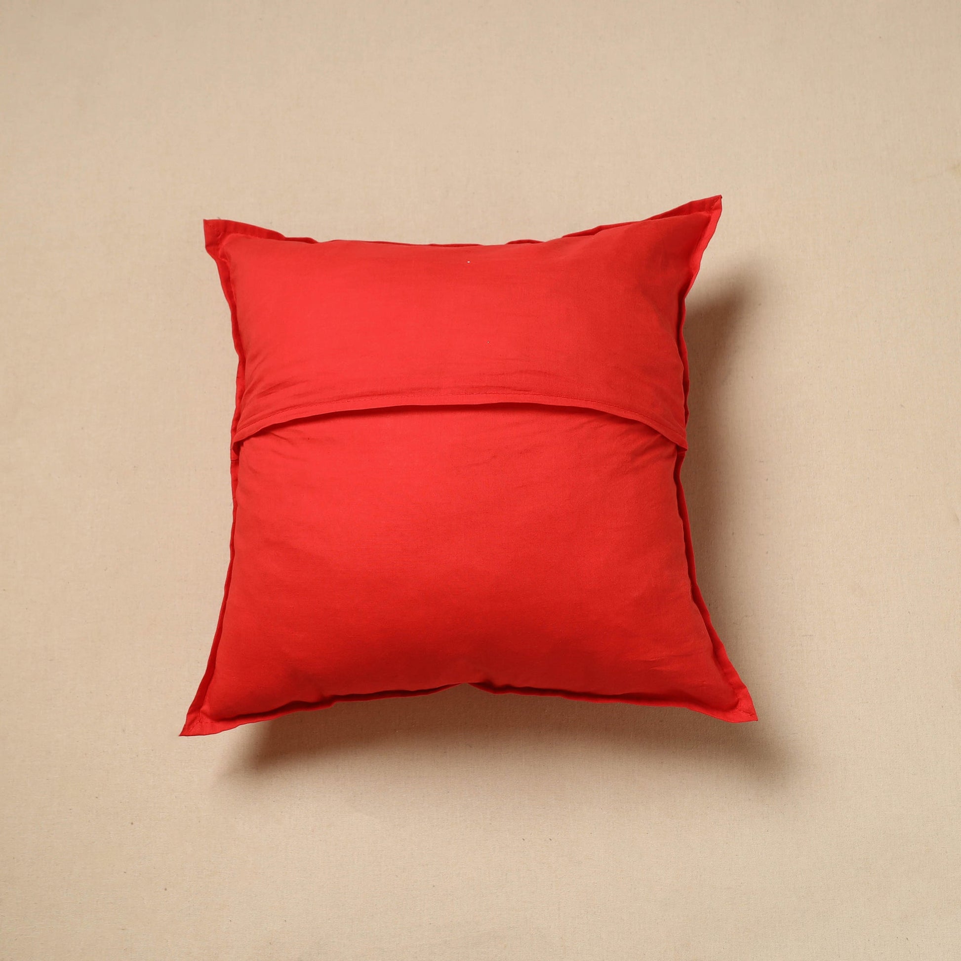 Red - Cut Work Cotton Applique Cushion Cover (16 x 16 in) 07