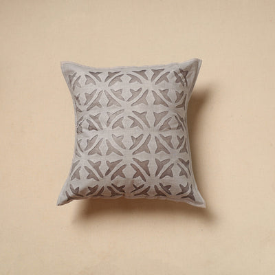 Cut Work Cotton Applique Cushion Cover (16 x 16 in) 12