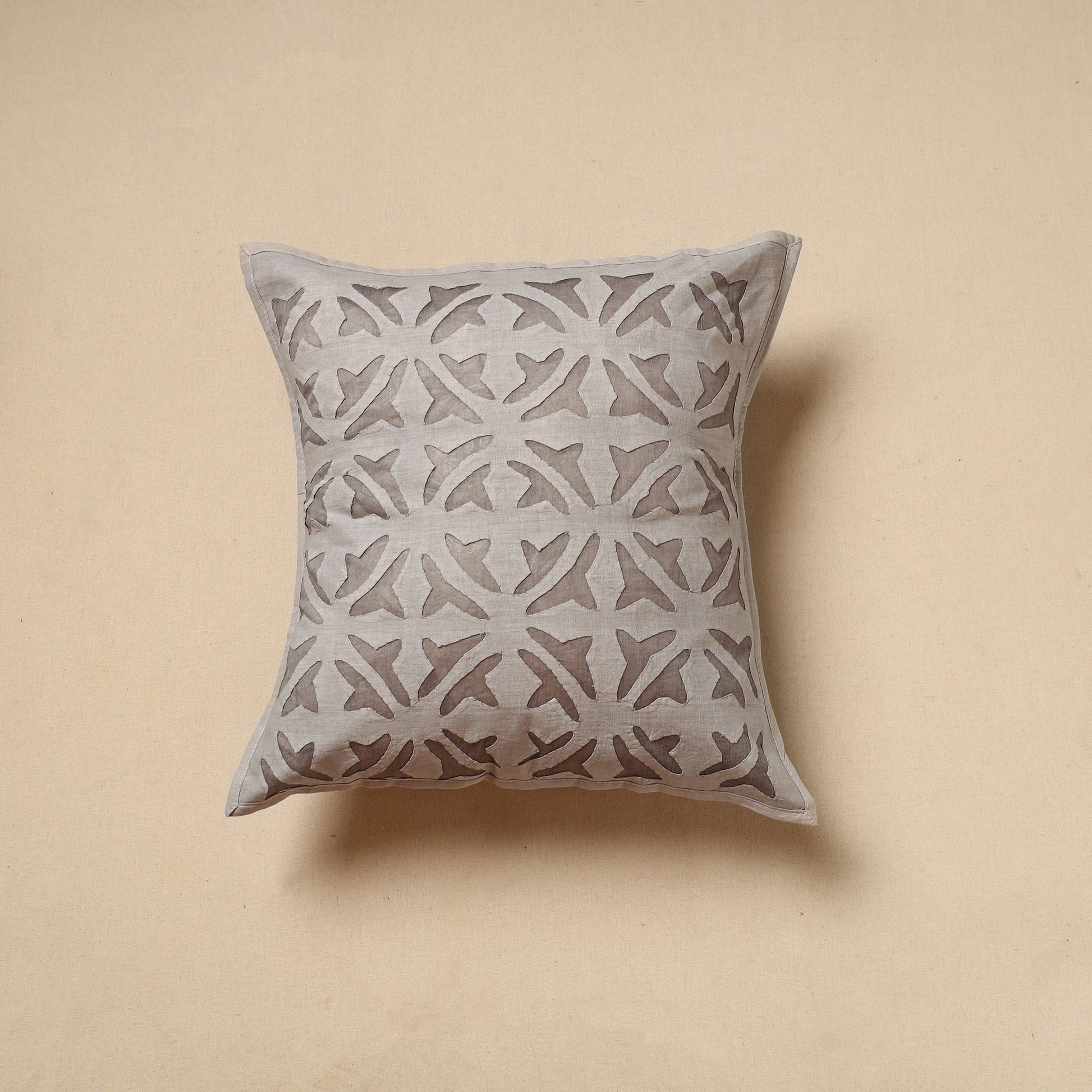 Cut Work Cotton Applique Cushion Cover (16 x 16 in) 12
