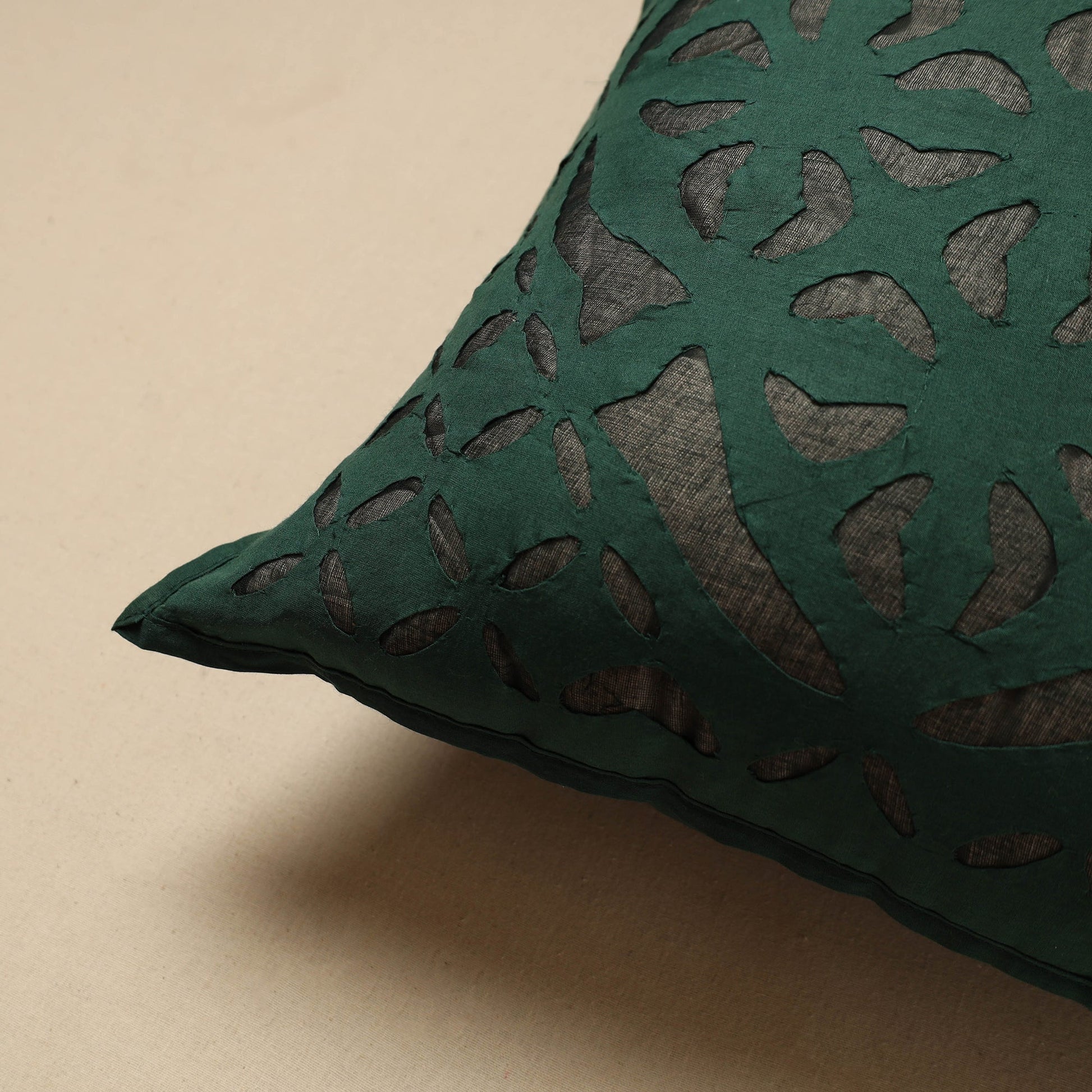 Cut Work Cotton Applique Cushion Cover (16 x 16 in) 15