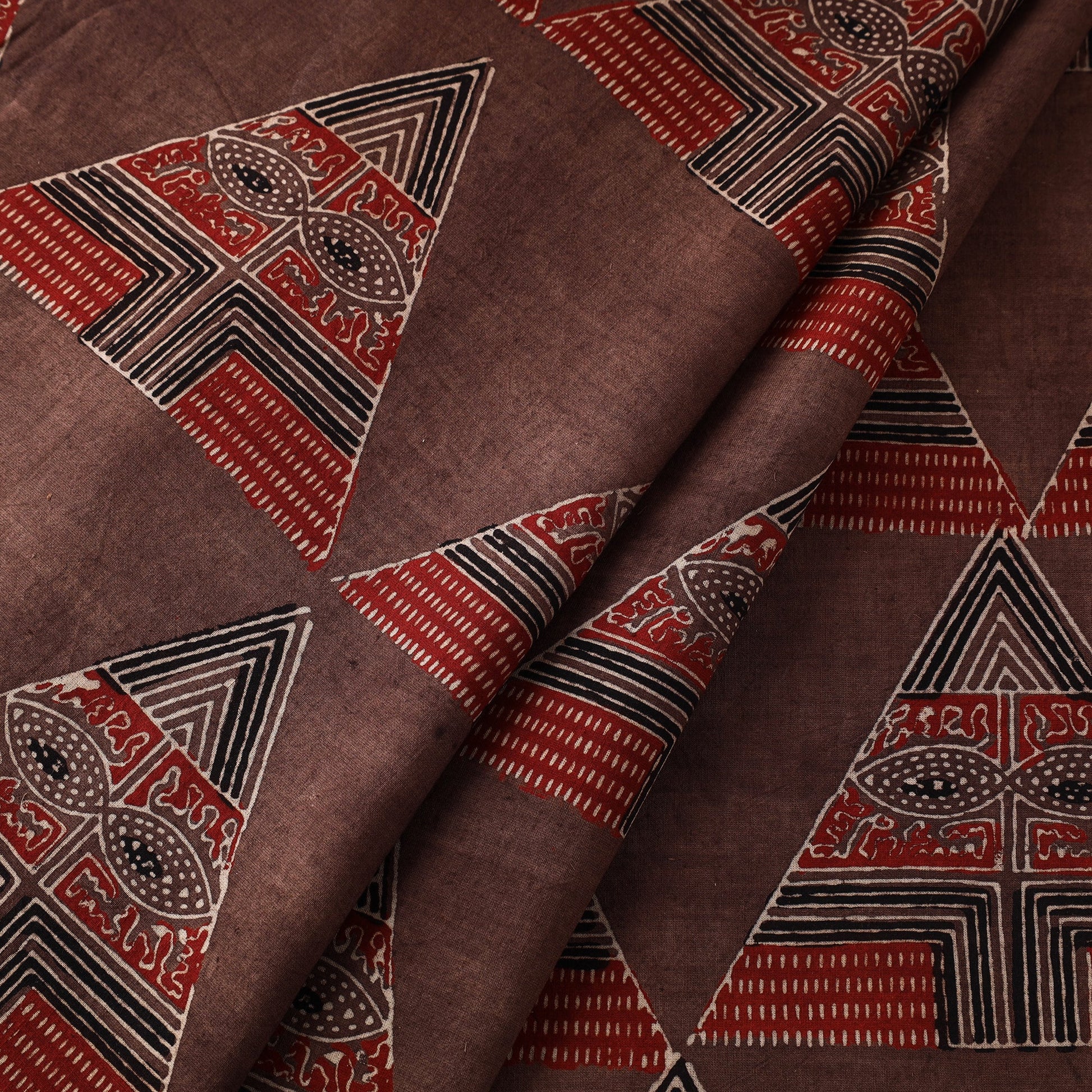 Brown - Pure Cotton Ajrakh Print Fabric 16