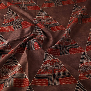 Brown - Pure Cotton Ajrakh Print Fabric 16