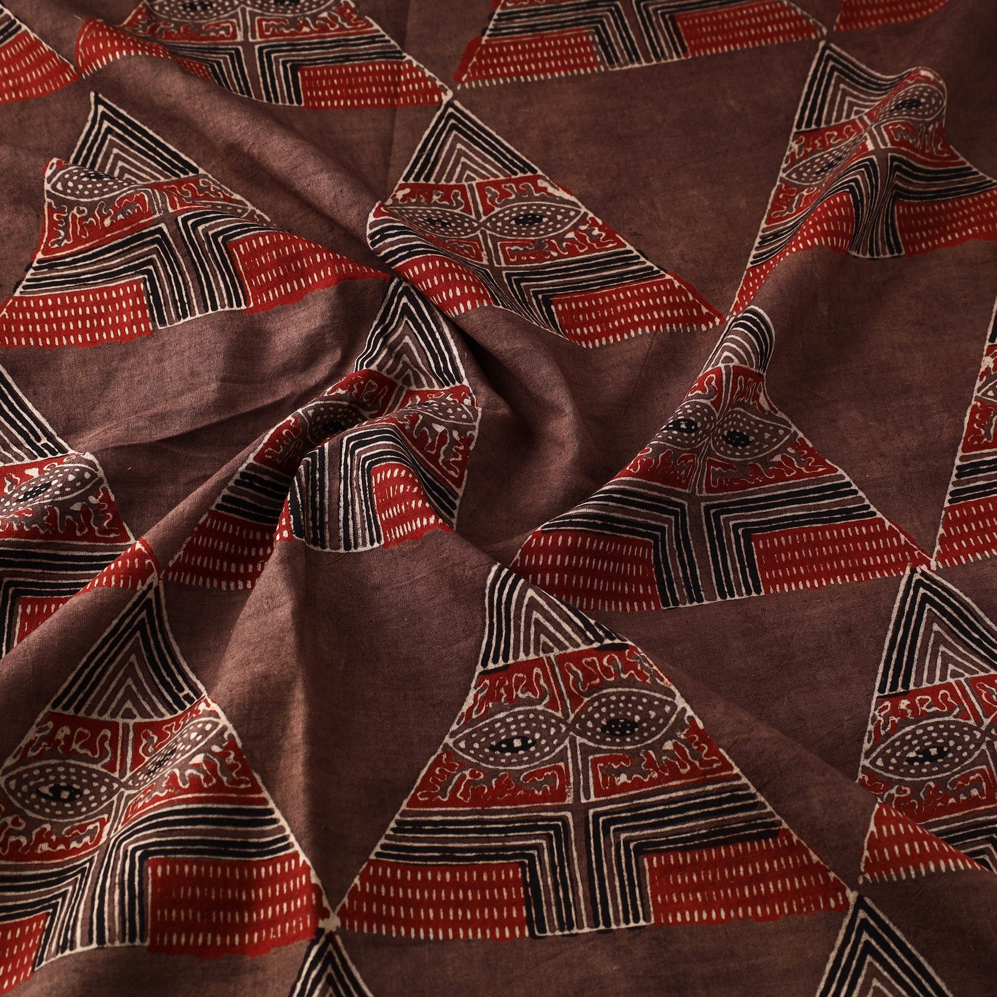 Brown - Pure Cotton Ajrakh Print Fabric 16