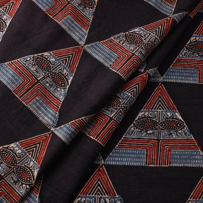 Black - Pure Cotton Ajrakh Print Fabric 17