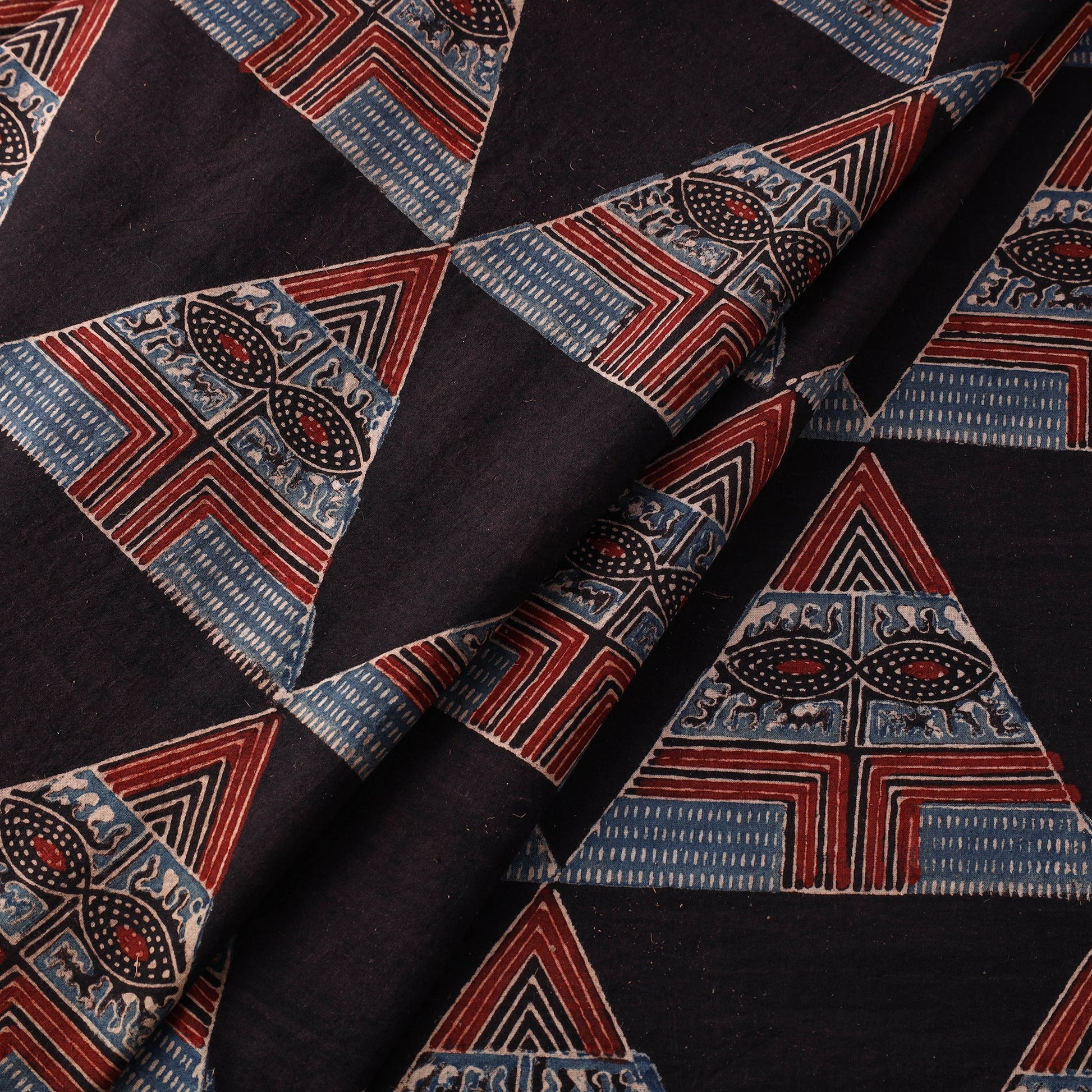 Black - Pure Cotton Ajrakh Print Fabric 17