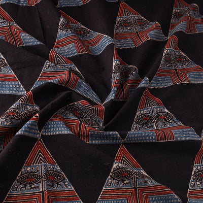 Black - Pure Cotton Ajrakh Print Fabric 17