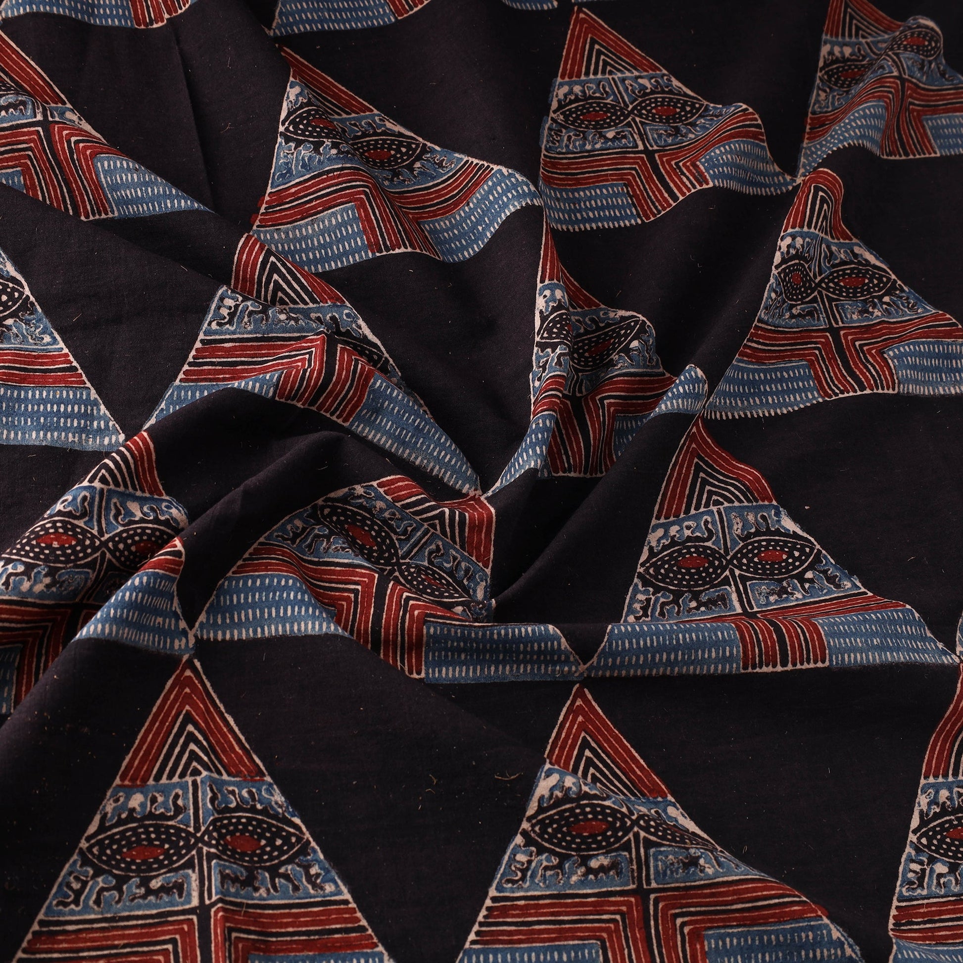 Black - Pure Cotton Ajrakh Print Fabric 17